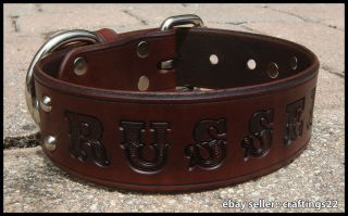 real leather personalized dog collar rich brown new time left