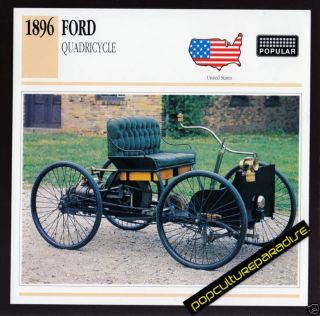 1896 ford quadricycle car atlas picture spec info card from