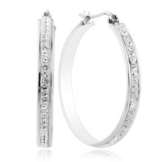 white swarovski crystal hoop earrings in sterling silver returns 