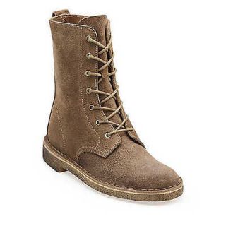 Clarks Womens DESERT MALI Taupe Distressed Suede Lace Up Boots 34395