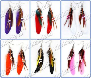 Nice new designed jewelry wholesale lots 20pairs feather mix color 