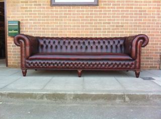 Awesome Huge Rich Wine Leather Chesterfield Sofa   106 long