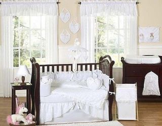 WHITE EYELET COLLECTION BABY CRIB COMFORTER BEDDING SET FOR A NEWBORN 