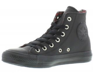 Converse Genuine Allstar Side Zip Hi Womens Black Leather Boot Sizes 