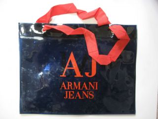 Limited Edition New AJ Armani Jeans PVC Dark Blue Woman Bag Both Side 