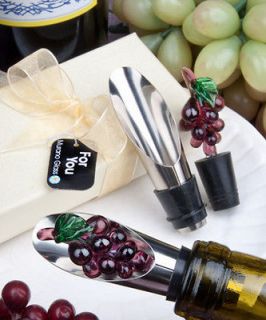 25 Murano Glass Grape Wine Bottle Stopper And Pourer Wedding Favor 