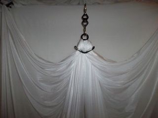 WHITE AERIAL SILK with FULL RIGGING HARDWARE, circus equipment,