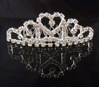 XMAS GIFT Wedding Bridal Crystal Pageant Party tiara crown Mini Comb 