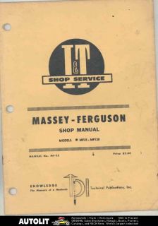 1965 1966 1967 Massey Ferguson Model MF25 MF130 Tractor Shop Repair 