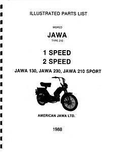 jawa moped model 130 230 210 sport parts book time