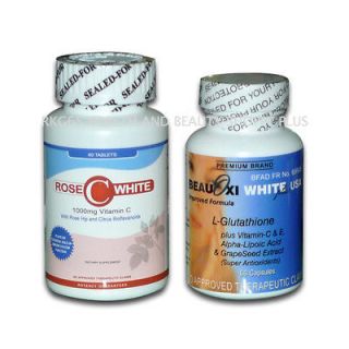 2sets BEAUOXI WHITE Glutathione Skin Whitening Pills and ROSE C WHITE 