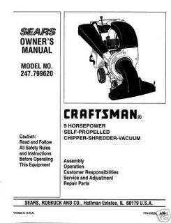 craftsman chipper shredder vacuum manual 247 799620 