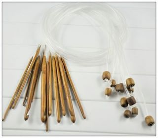 2m 48 12Sizes Afghan Tunisian Carbonized Bamboo Needle Crochet 