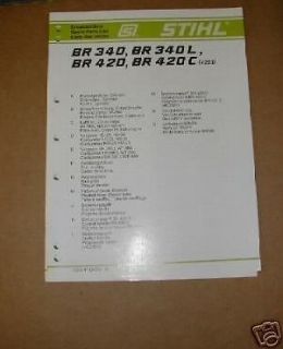 br 340 340l 420 420c stihl blower parts manual new