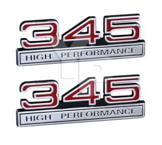 mustang red chrome 345 high performance emblems pair time left