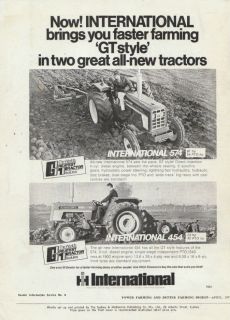 Vintage 1973 INTERNATIONAL 574 & 454 TRACTORS Advertisement