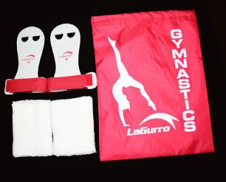 NEW GYMNASTICS GRIPS RED+WRIS​T BANDS +GRIPS BAG Size L