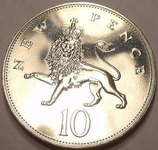 LARGE CAMEO PROOF GREAT BRITAIN 1981 10 NEW PENCE~LION~FRE​E 