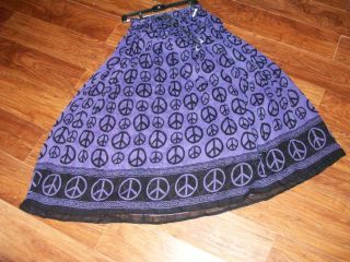 long purple skirt w black peace sign celtic knot design