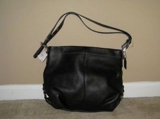 coach black leather duffle bag purse new 15064