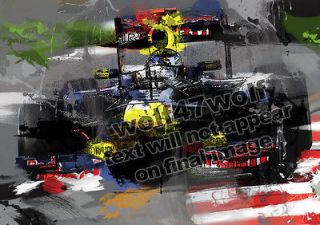 20 ART Sebastian VETTEL F1 Red Bull Signed CHAMPION PICTURE Print 