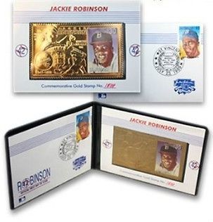 Jackie Robinson Limited EditionCommemoritive 23 Kt Gold Souvenir Sheet 