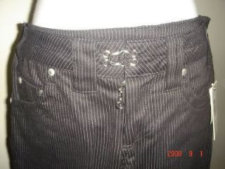 poleci drain pipe black white stripes jeans size 26 new