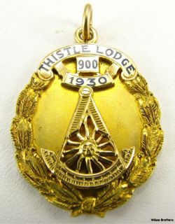 past master masonic 14k yellow gold 1930 fob pendant one