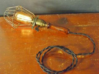 Vintage Industrial Trouble Light   Cage Lamp Pendant Bulb