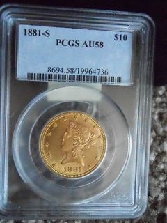 1881 S PCGS AU 58 Gold $10 Eagle Ten Dollar Gold Coin  