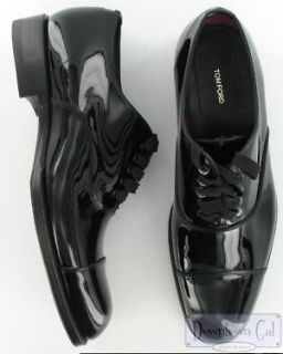 New Tom Ford Black Patent Tuxedo Oxford Derby Shoes 6 T UK 7 US 40 $ 