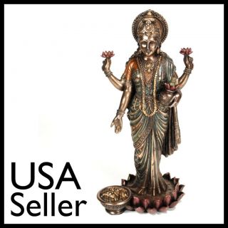 LAKSHMI STATUE Hindu Indian Bronze Laxmi HIGH QUALITY Wealth Goddess 
