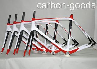 CARBON RED/WHITE GLOSSY ROAD BIKE BICYCLE FRAMESET RACING BIKE FRAME 