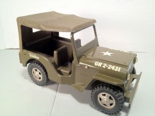 Vintage 63 64 Tonka Army Jeep with Top, Folding Front Windshield
