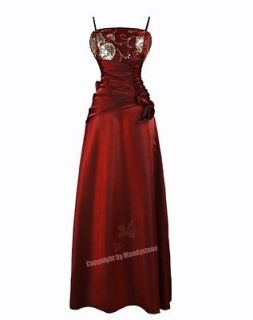Stunning Gold Embroiding Pleated Folded Flower Evening Dresses 20 Red