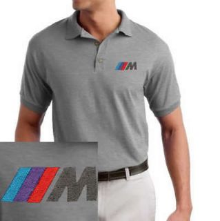 bmw m3 power embroidered logo sport gray polo shirt