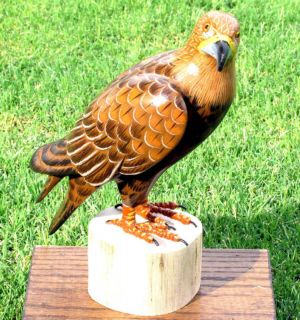 GOLDEN EAGLE HAND CARVED AND PAINTED BY ARTIST LIFE LIKE SCULPTURE 