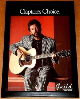 Eric Clapton Guild Acoustic Guitar Framed 1980s Promo Tribute