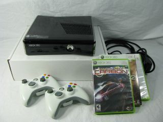 Microsoft Xbox 360 Slim 250 GB Console W 2 Remotes 3 Games 1 HDMI 