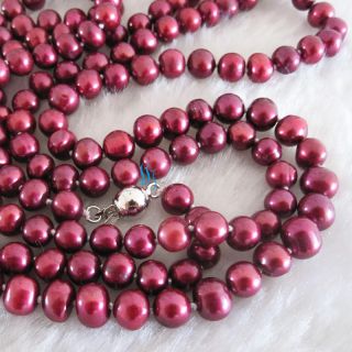 50 6 7mm Dark Red Freshwater Pearl Necklace Strand Jewelry