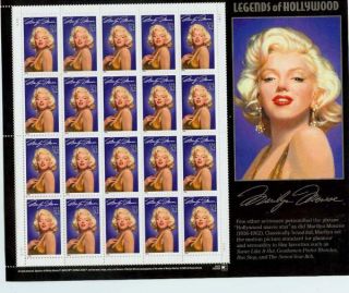 Scott 2967 Legends of Hollywood Marliyn Monroe Actress 32ct 20 Stamp 