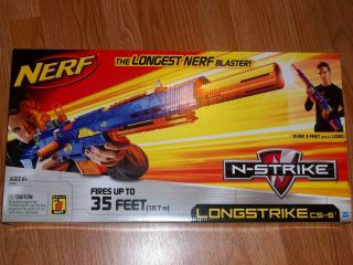 NEW Nerf N Strike Longstrike CS 6 Blaster Gun w 35 Foot Range