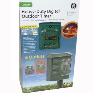    General Electric Heavy Duty Digital Outdoor Light Timer w 6 Outlets