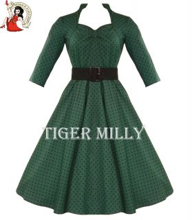 Hell Bunny 50s Rockabilly Momo Vintage Swing Dress Green