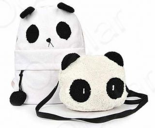   PCS Canvas Panda Backpack Book School Bag Satchel Shoulder Handbag