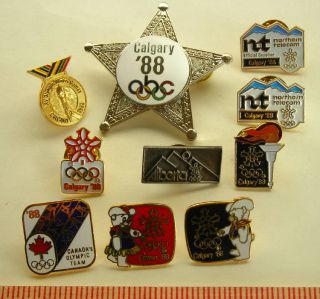 1988 Olympic Games 22 Pins USA Canada Olympic Teams ABC Sheriffs Badge 