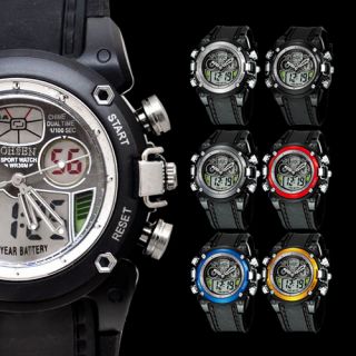 Oshen Mens Sport Black Red Digital Quartz Wrist Watch w Timer Alarm 