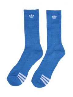 Adidas Clothing Originals 3 Stripes Crew Socks Bluebird White New 
