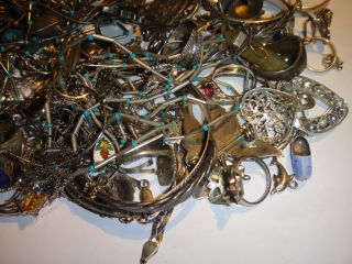 Estate 389G Mixed Lot of Sterling Silver Scrap Jewelry Silverware 13 