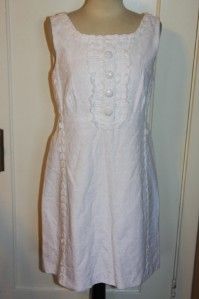 Lilly Pulitzer Adelson Jubilee White Lace Applique Shift Dress Sz 12 